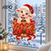 New Year Window Clings of The Sheep Cling 2027 Static Sticker Christmas Cartoon Easy Apply Glass Surface Decals Goat Decal with Santa Hat And Bells