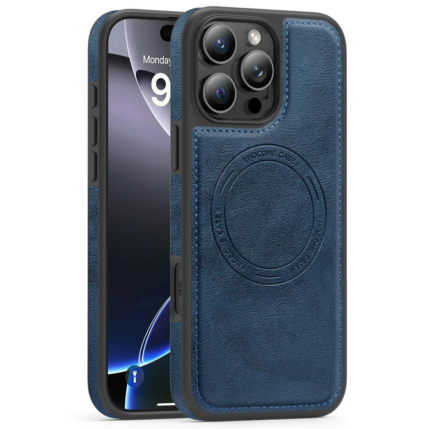 

For iPhone 16 Pro Max Case Compatible with MagSafe Leather Back Phone Cover Sapphire