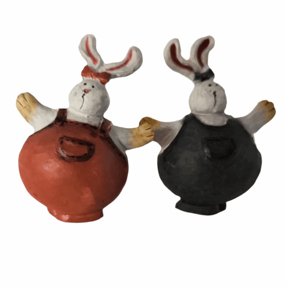 

Handmade Couple Rabbit Statue Cute Desktop Decoration Resin Crafts Rabbit Ornaments Gift 1 set