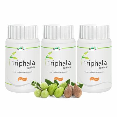 Jain Triphala Tablette 500 mg 3er-Pack 100 Stück Verdauungsunterstützung Natürliches Gesundheitsergänzungsmittel