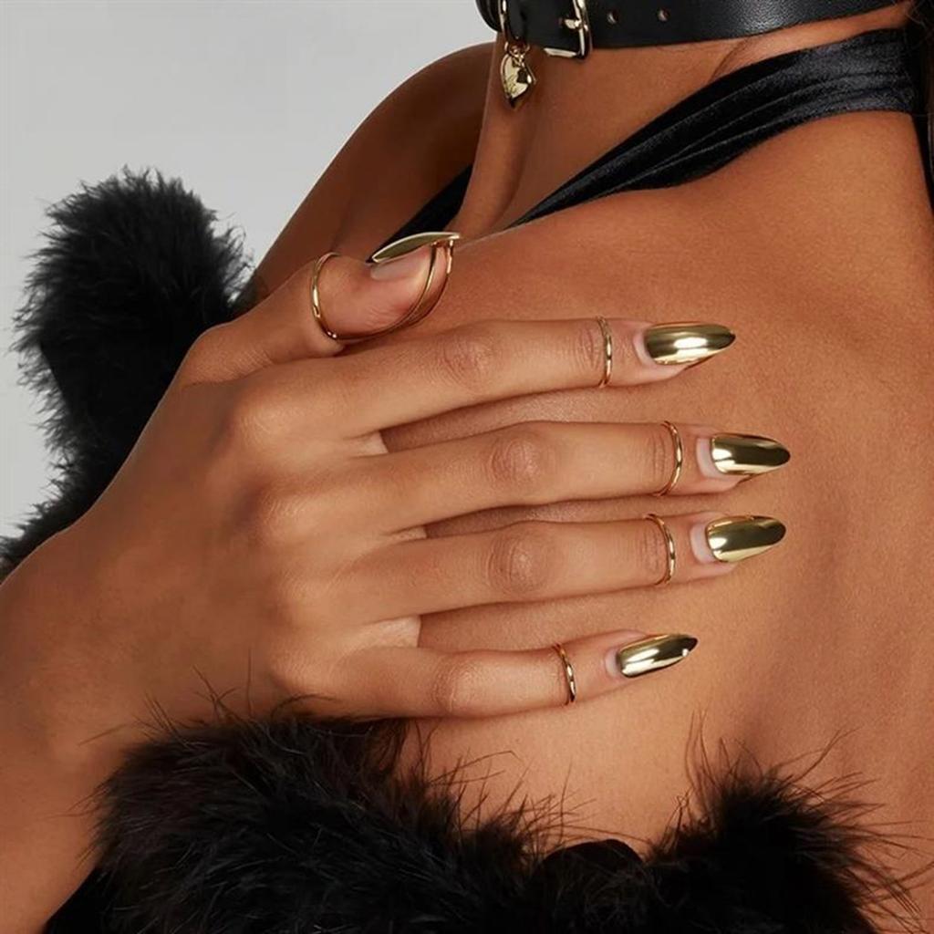 Adjustable Size Fashion Nail Rings Set of 5 Sturdy Alloy Materials Jewelry Accessory for Trendy Women Ladies Use
