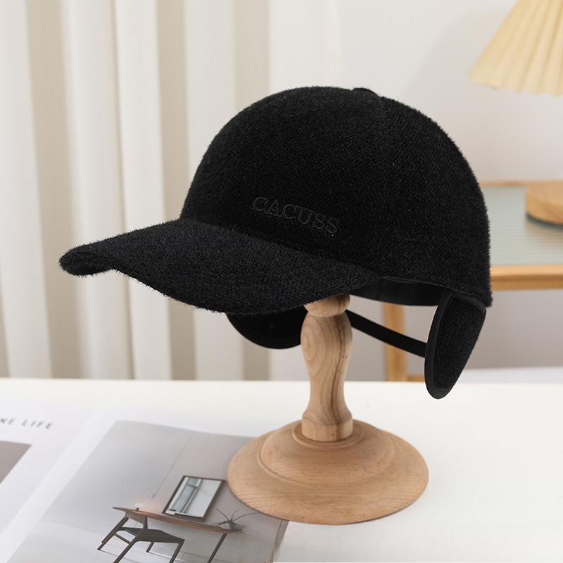 

New Style Fashion Trend Baseball Cap Men Autumn and Winter Velvet Outdoor Warm Baseball Cap Letter Hat one size