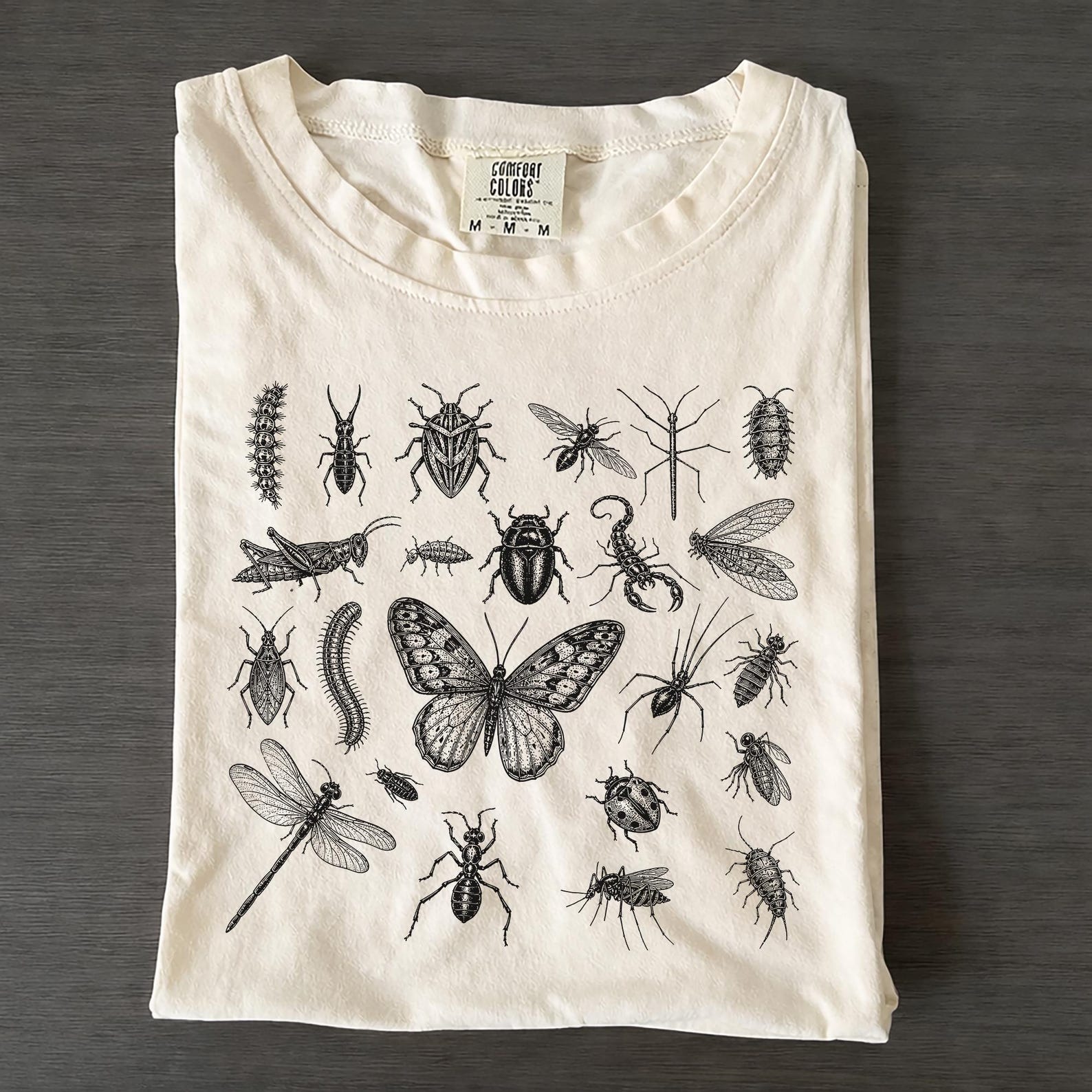 Retro Insect Entomology Graphic Tee, Cottagecore Nature Shirt, Comfort Colors Unisex T-Shirt 4XL