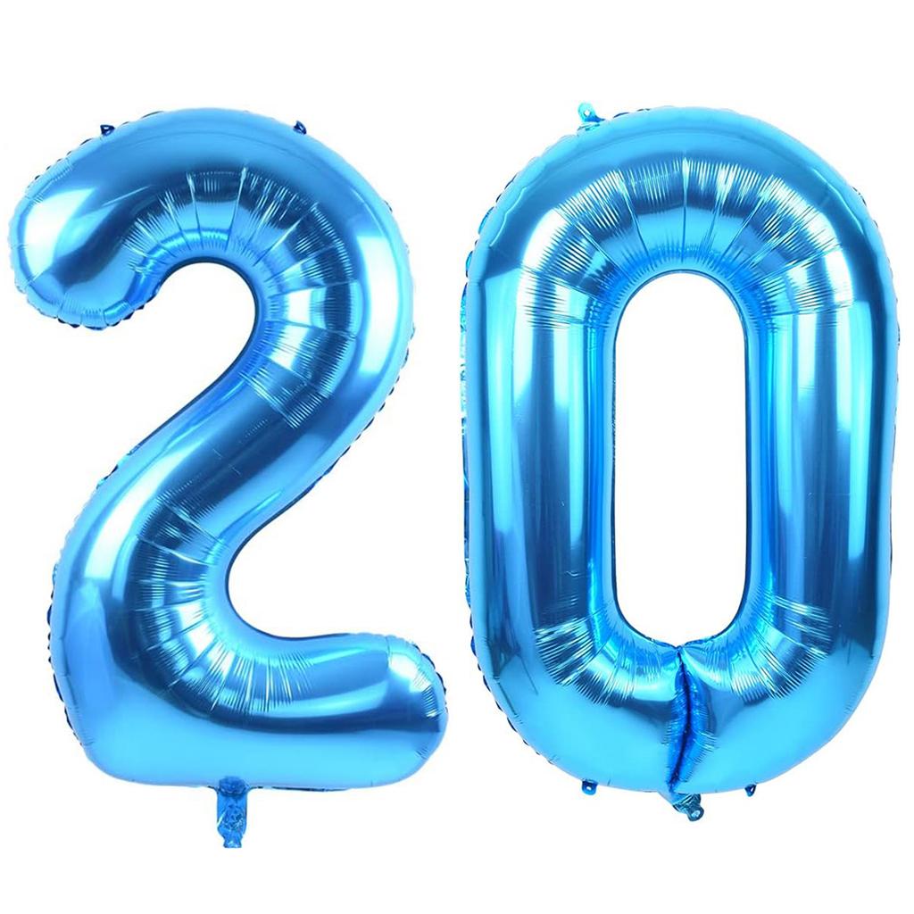 40 Inch Giant Blue Digital Balloons 0-9, Anniversary Party Decoration Supplies, Birthday Balloons