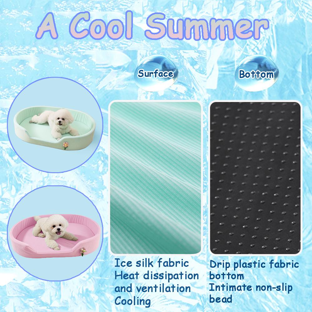 Elastic Flower Fencing Small Cat Bed Cushion Summer Breathable Cooling Dog Bed for Medium Dog Cushion Cat Basket Accessories