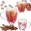 Dubbelwandige thermische mok 300 ml met bloemen, koffie- en theekopje, met oor