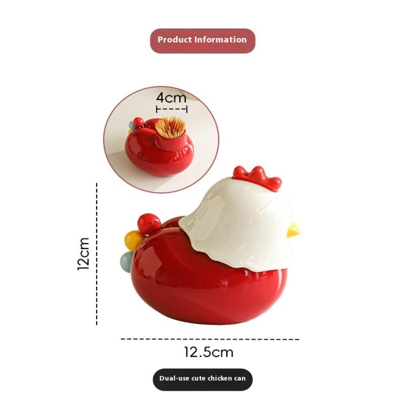 Chicken Toothpick Box Rustproof Anti-Scald Dessert Salad Fork Decorative Fork Toothpick With Holder