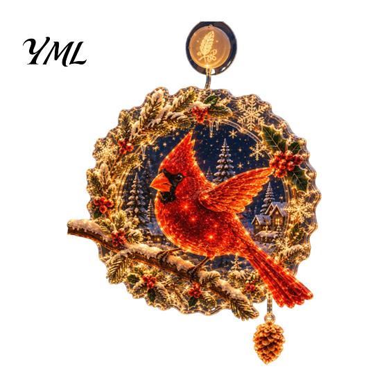 Battery Operated LED Light Christmas Suction Cup Window Light, 7.8-Inch Double-Layer Warm Tree Powered Hanging for Holiday Glass Windows, Doors