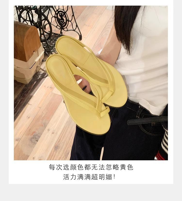 Sheepskin version of grape mother, the same temperament set of toe slippers for women's summer wear, minimalist thin strap round head thick heel cool 