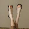Slippers women's flat toe cool slippers wear summer square head fashion versatile leather beach slippers