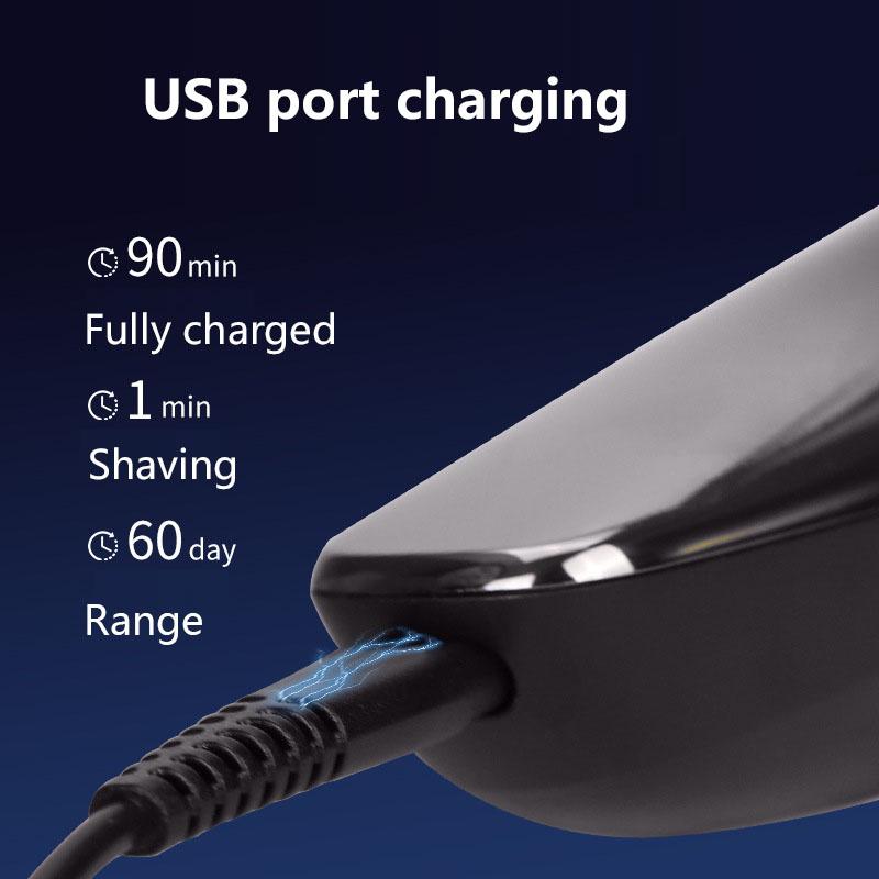 High-Quality USB Rechargeable Electric Shaver for Men Fully Waterproof Triple Blade System Digital Battery Indicator Multi-Function Shaver
