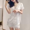 Short-Sleeved Shorts Slim-Fitting Simple Summer Pajamas Women'S Lace Court Style Princess Loungewear Can Be Worn Outside