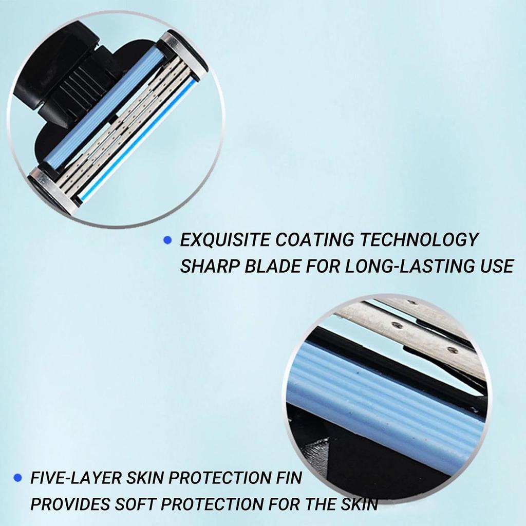 Refills Razor Blades Compatible with Gillette Mach 3 Manual Shaver, Double Lubrication Razor Blades Men 12pcs