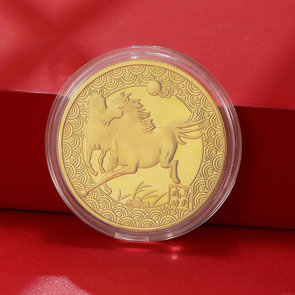 Commemorative Coin Horse Souvenir Collectible Tokens Embossed New Year Embossed Animal Auspicious Chinese Commemorative Coin