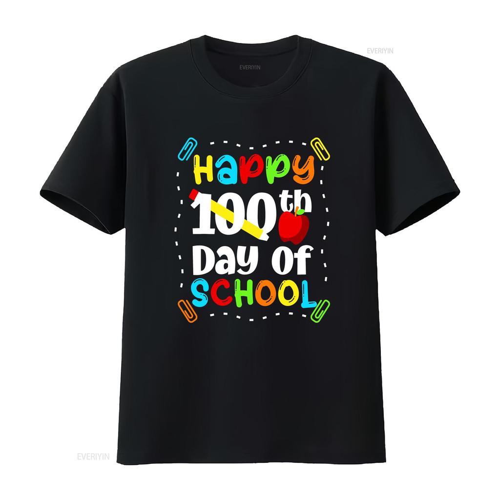 Glücklicher 100. Schultag T-Shirt Lehrer Jungen Mädchen 100 vintage Gewaschen Atmungsaktiv Bequem Weich mode Leicht