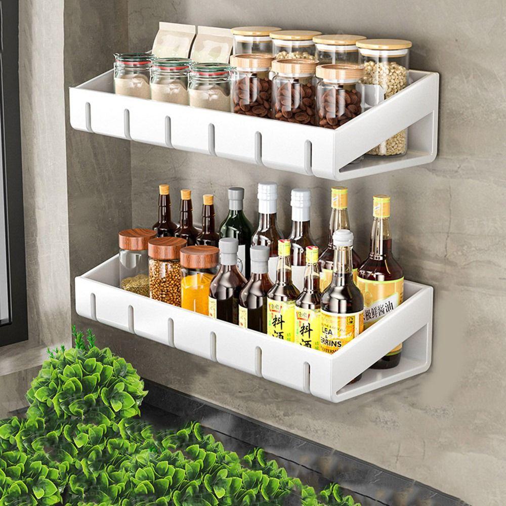 Wall Mounted Spice Storage Rack Non-Punching Condiment Rack  Bathroom