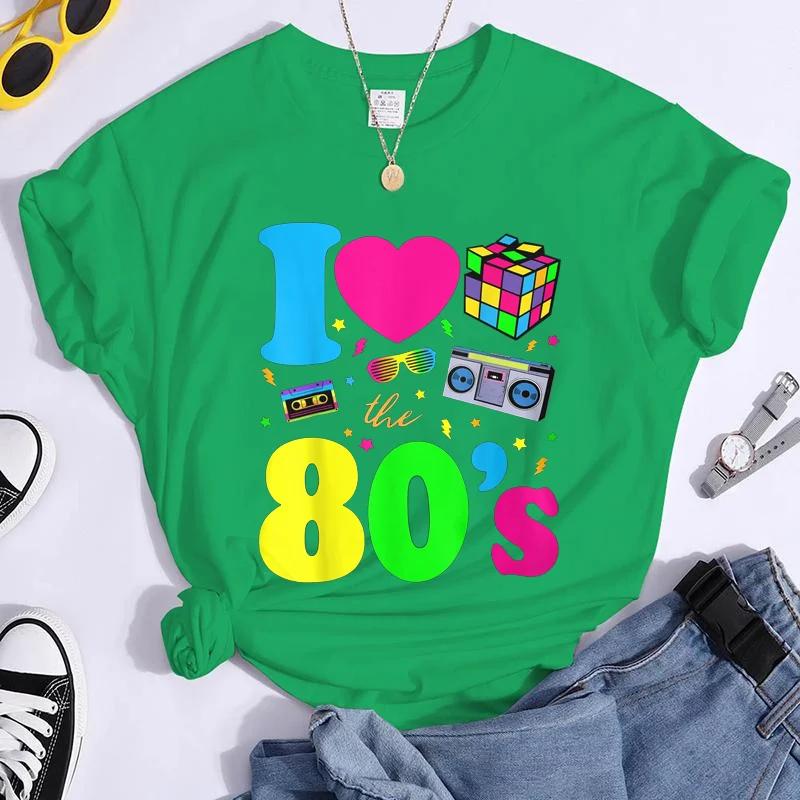 New Fashion I Love The 80s T-Shirt Womens Vintage 1980s T-Shirt Funny Classic T-Shirt Tops Women's