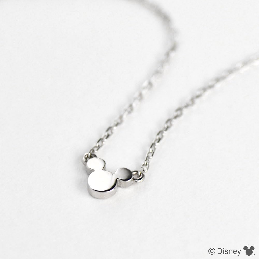 Disney Mickey Mouse Platinum Flat Pendant Necklace, Elegant and Simple, Perfect Gift for Christmas (PPCDS20326)