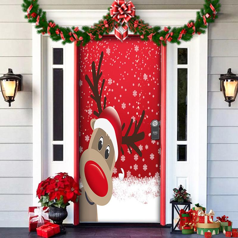 1PC Background Cloth Atmosphere Polyester Party Supplies Christmas Door Hanging Christmas Decorations Blanket
