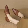 Módní 2024 Nové jarní dámské boty Lodičky Špičatá špička Tlustý podpatek Pohodlné univerzální ležérní dámské boty z pravé kůže Retro podpatky