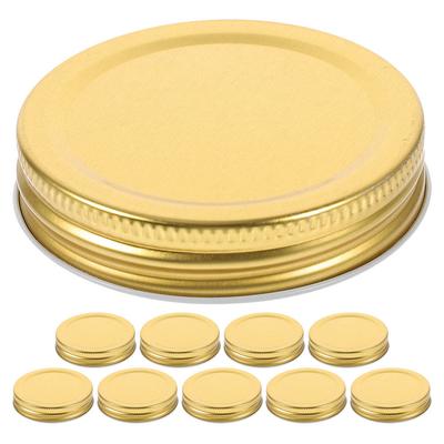 10Pcs Tinplate Regular Mouth Jar Lids 70Mm Airtight Canning Supplies for Jam Jellies Pickles Honey Yogurt Pudding Storage Gold