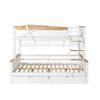 Bunk Bed with Windmill, Shelves, Color-Contrasted Safety Rail, Four-Step Angled Ladder and Drawers, Pine+MDF, White+Natural, 90x200cm&140x200cm