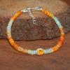 Feueropal Glatte Perlen Armband, Oranger Opal Ovaler Anhänger Goldarmband, Zartes Armband, Oktober Geburtsstein, Geschenk für Sie