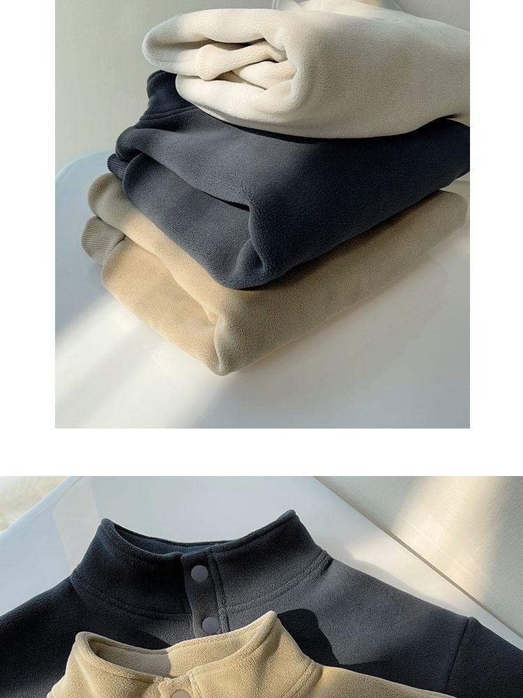 Children's Thick Coral Fleece Pullover Hoodie with Stand-up Collar for Autumn/Winter