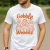 Gobble Till You Wobble Line Art Pilgrim Turkey Pumpkin Maple Leaf Graphic T Shirt Unisex Cotton Funny Thanksgiving Casual Tee