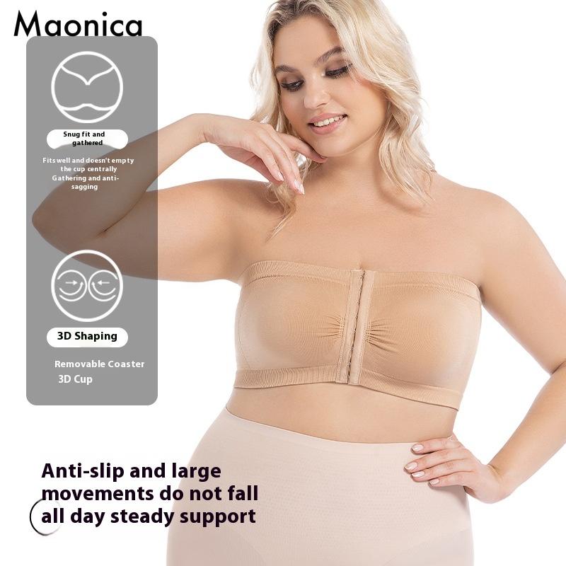 Europeisk Storlek Stor Storlek Enradig Underkläder Bröststöd Bröstknäppta Linnen Tunna Andningsbara Underkläder för Kvinnor