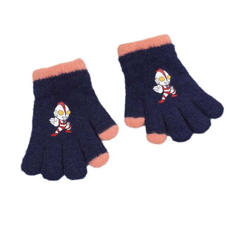 Autumn and Winter Ultraman Children's Gloves Cartoon Full-finger Simple Boy Warm Kindergarten Student Little Boy