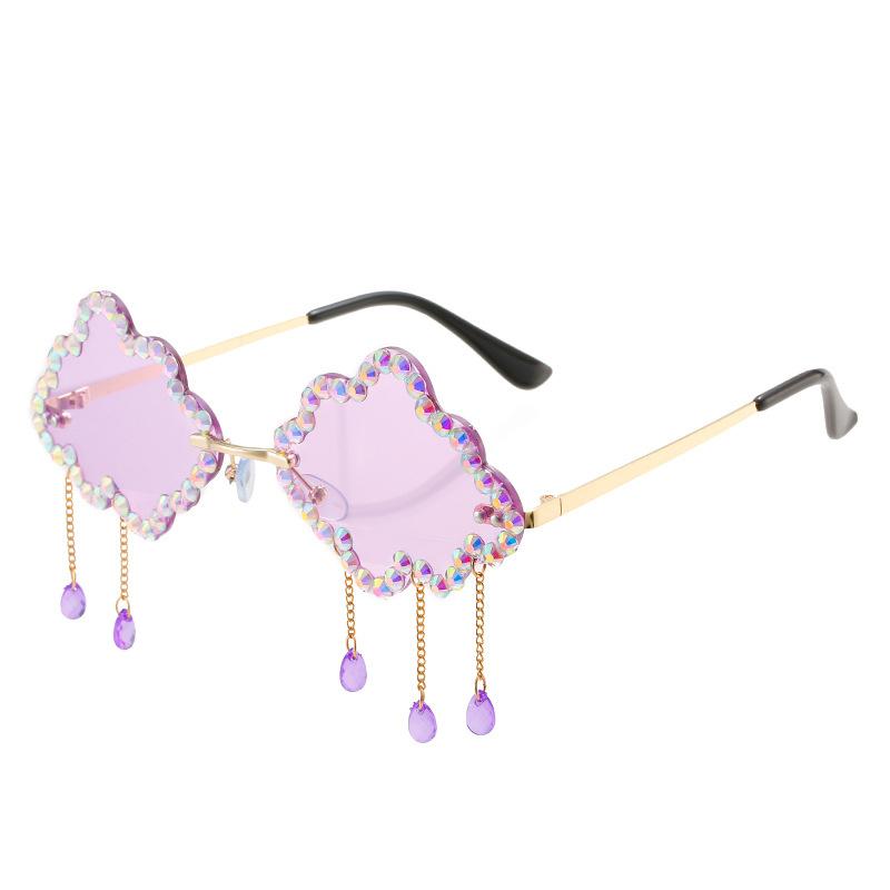 

Fashion Rhinestone Rimless Cloud Tassel Sunglasses For Women Luxury Brand Design Vintage Metal Diamond Steampunk Sun Glasses only 1 sunglasses
