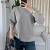 ZANZEA Women Muslim Casual Round Neck Loose Long Sleeve Blouse
