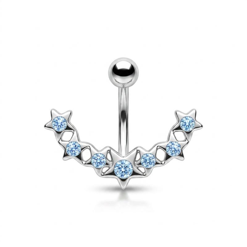 Stainless Steel Pentagram Star Belly Button Rings Shiny Navel Piercing Jewelry Sexy Belly Rings For Women Girls
