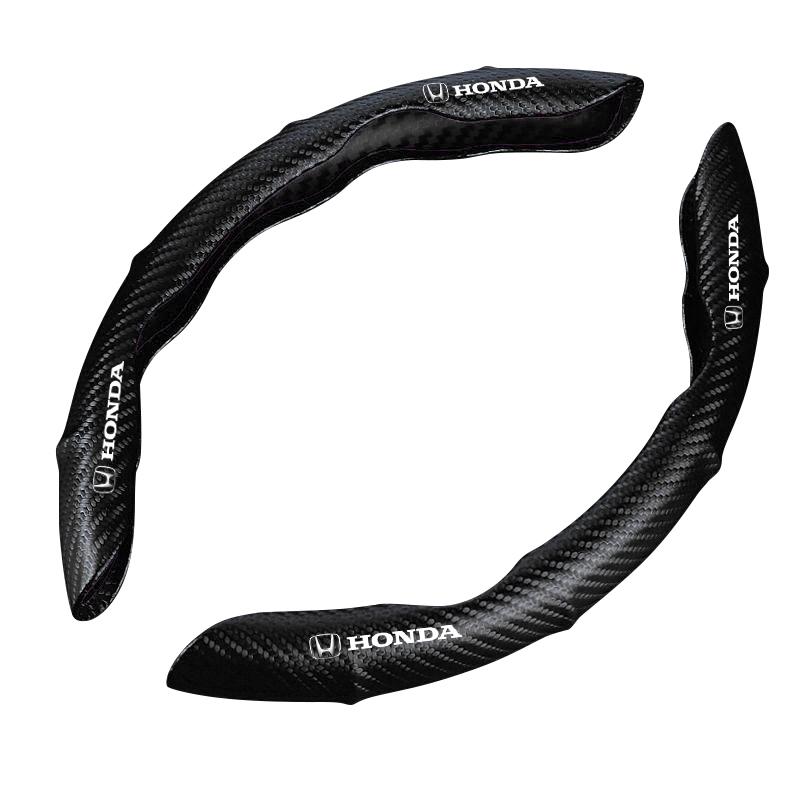 2pcs Carbon Fiber Non-Slip Steering Wheel Cover Car Accessories For Honda Fit Mugen Insight Type S R VTEC DOHC Modulo Vezel Legend RR Si