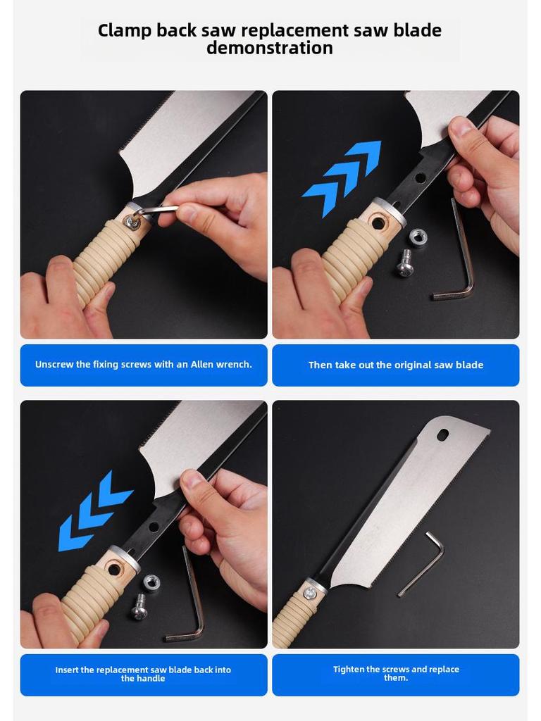 Japanische doppelseitige Holzsäge mit Rattangriff für Querschnitte und Zapfenarbeiten