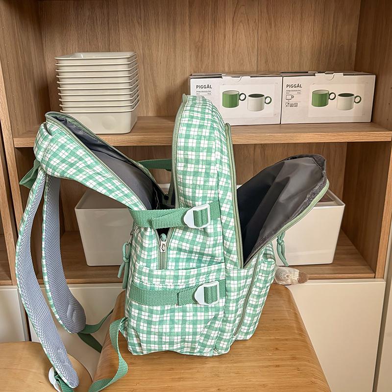 Sac d'école léger pour femme Étudiant Grande capacité Sac à dos bloc de couleurs