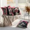Cat Pattern Cushion Pillowcase Printed 100% Polyester 45X45Cm Throw Pillowcover Decorative Sofa Cushion Pillowslip Home Decor