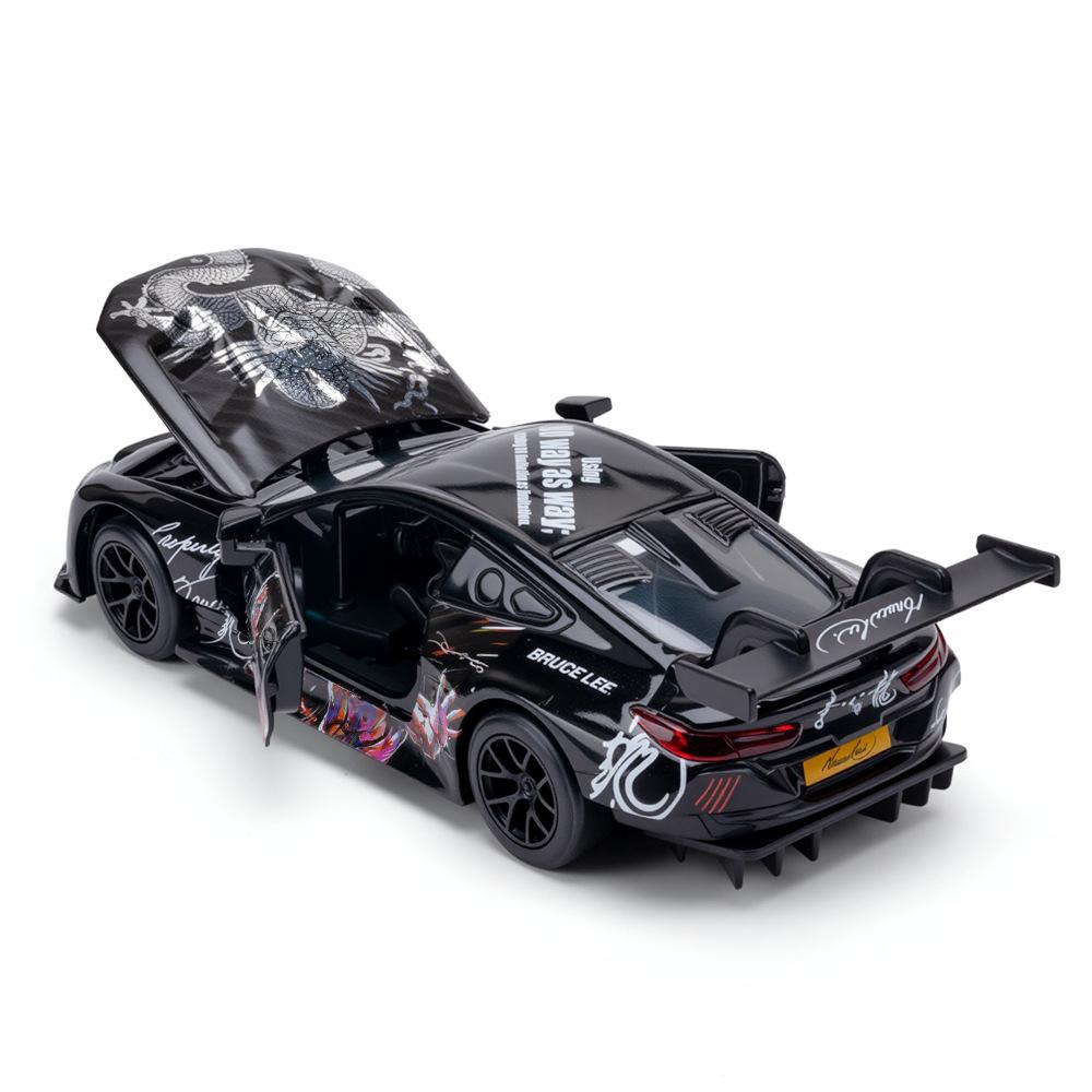 1:32 BMW M8 GTE Alloy Sports Car Model Diecast Metal Track Racing Car Vehicle Model Simulation Sound and Light Children Toy Gift