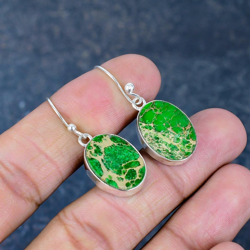 Grüne Meeresschlick Ohrringe, 925 Massiv Sterlingsilber Edelsteinschmuck, Handgefertigte Ohrringe, Geschenk für die Liebe