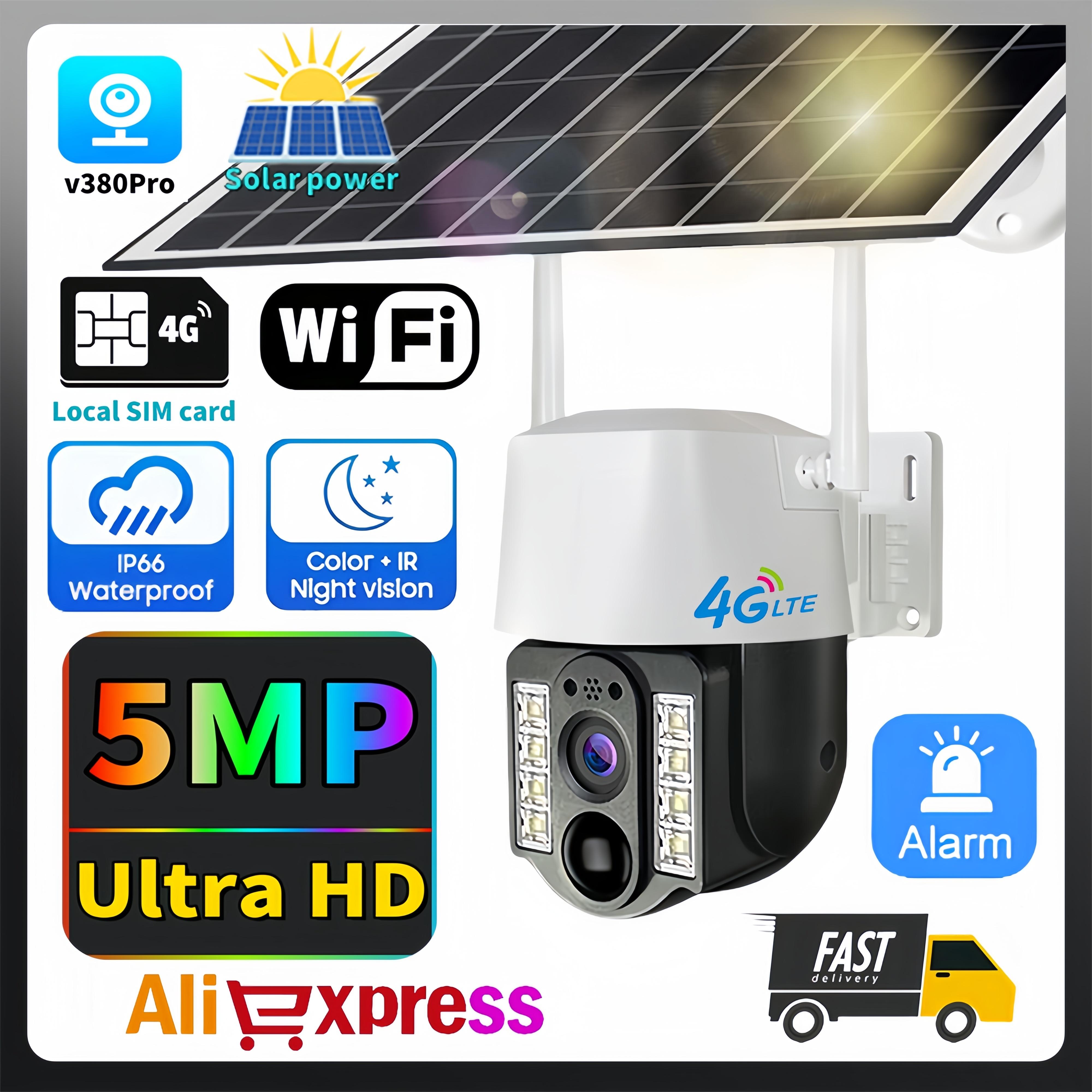 

5MP Pixel Solar Camera 4G SIM Wifi Waterproouto Tracking Surveillance Outdoor Wireless Home Security Protection CCTV новий колір автомобіля