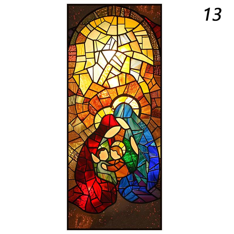 Europeisk Retro Kyrka Insynsskydd Fönsterfilm Färgglada Glasmålning Fönsterdekaler Ogenomskinliga Självhäftande Heminredning Konstdekaler