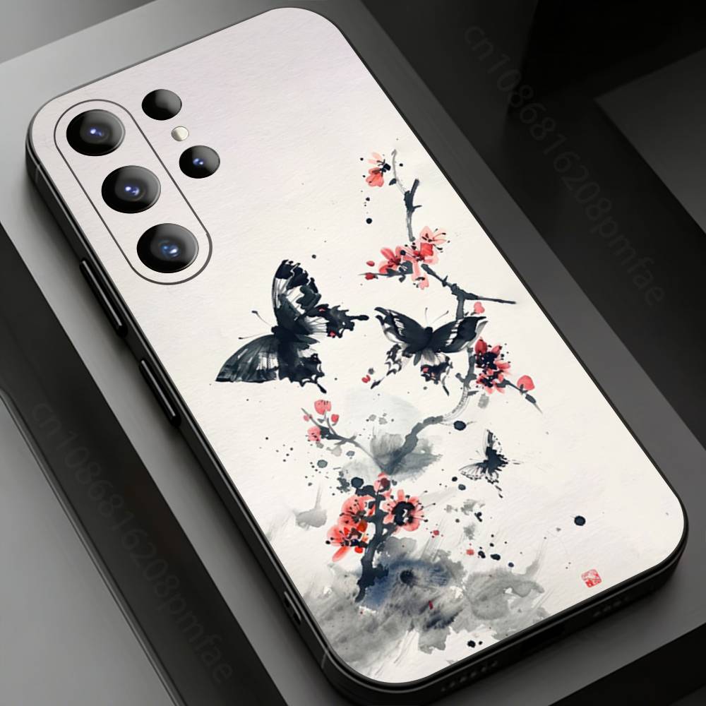 

Ink and wash butterfly Phone Case for Samsung Galaxy S20,23 Ultra S24,22 Plus S25,26,21FE TPU Cover Samsung S20lite5G