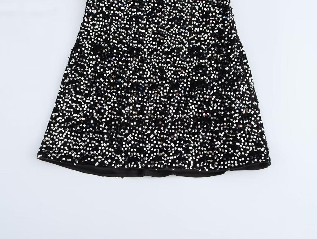 2025 Spring Women's Slim Sequin Sleeveless Dress - European & American Style