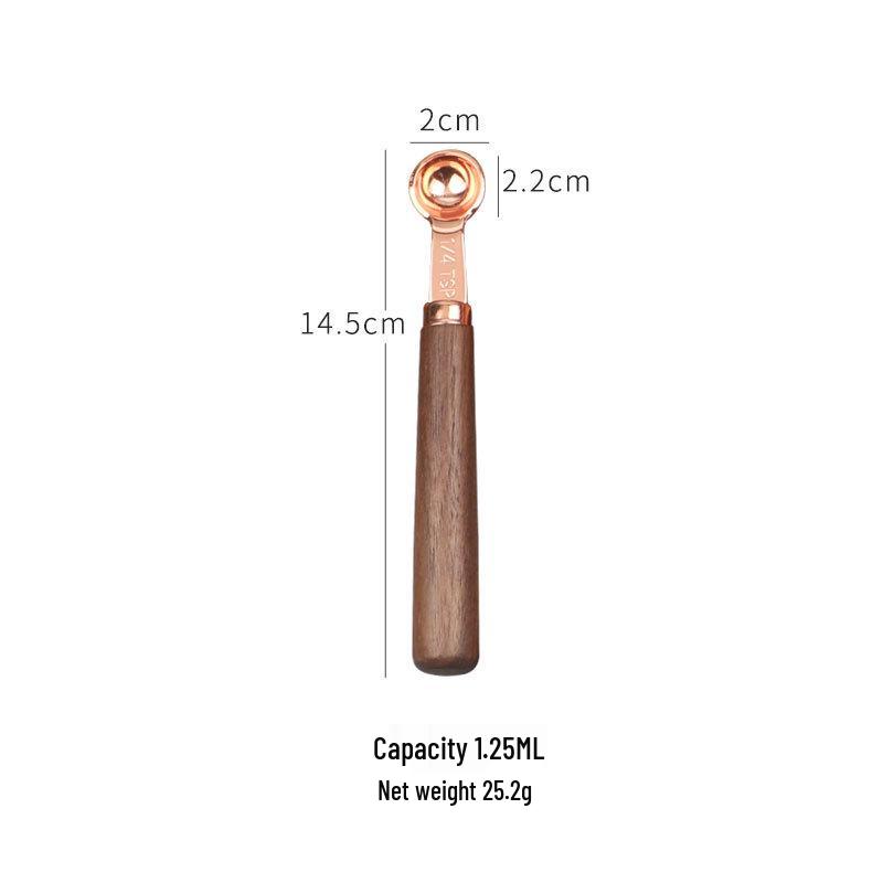 Rose Gold & Wood Handle Stainless Steel Measuring Spoons & Cups Set - 8 Pieces