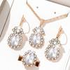 5 Piece Set For Women Personalized Fashion Minimalist And High-end Water Droplet Diamond Necklace Earrings Ring Bracelet Set