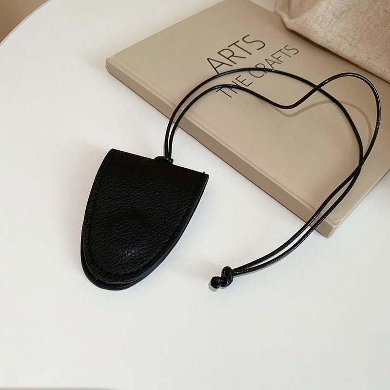 Luxury Korean Style Leather Coin & Earphone Bag Necklace with Clavicle Chain
