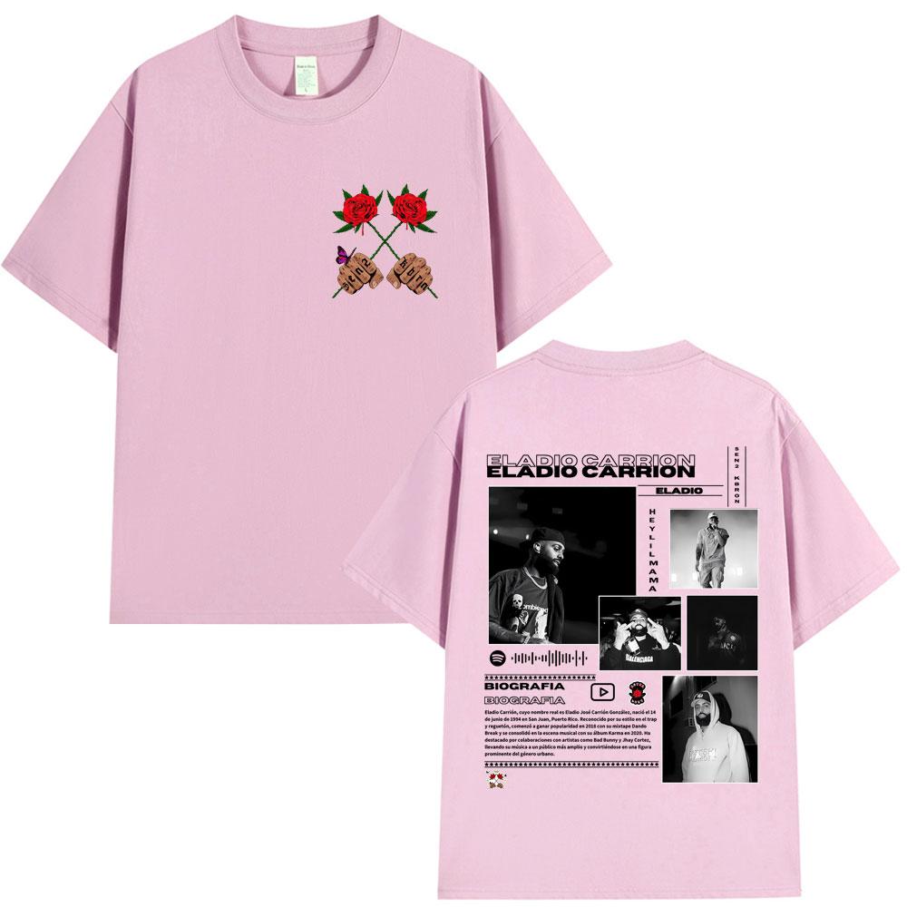 Famous Rapper Eladio Carrion Album Global Tour Mercah TShirt Men Women Loose Casual Cotton Tee Streetwear Hip Hop Oversized Top