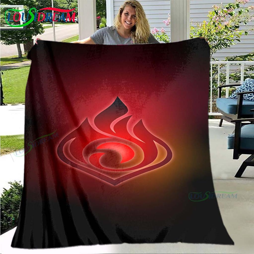 Hot Genshin Impact Runes Pattern Blanket Flannel Thin Blanket Portable Home Travel Office Lunch Break Blanket Birthday Gift
