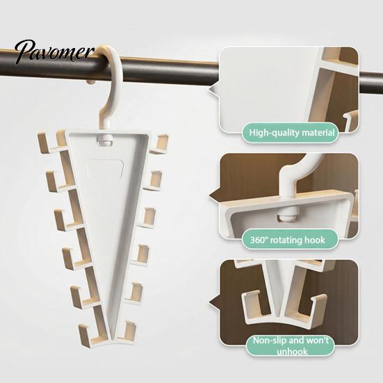 360 Degree Rotating Hook V Shaped Double-Sided Closet Organizer, Multi-Layer Vertical Hanger, with V-shaped Double-sided Hanger 12 Non-Slip